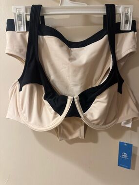 Cupshe Cream and Black Underwire Bikini Top
